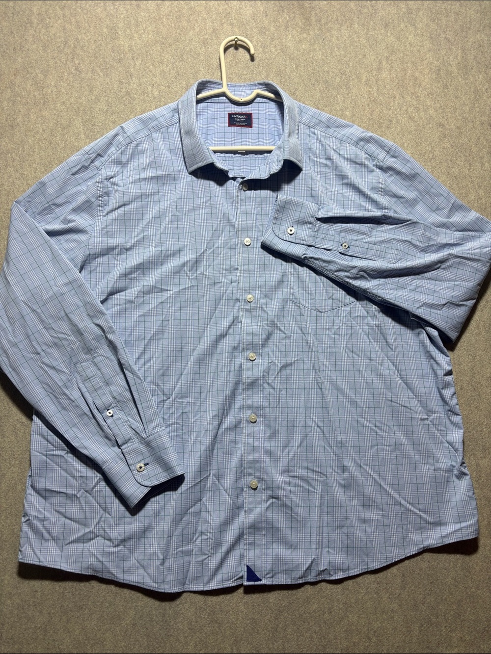 untuckit shirts for men XXXL long sleeve Blue Plaid Button Down (7)